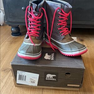 Sorel Winter Boots with Pink and Brown Accents